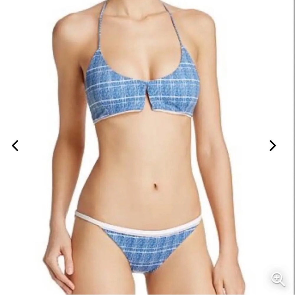 Tavik Blue and White Denim-Inspired Bikini M
